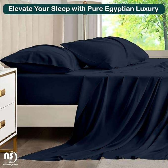 NON Sticky cotton Full Size Sleeper Sofa Sheets, 4 Piece Egyptian Cotton Bed - Image 5