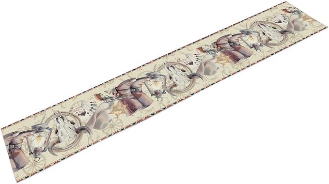 Western Cowboy Table Runner, Watercolor Rustic Country American Wild West - Image 6