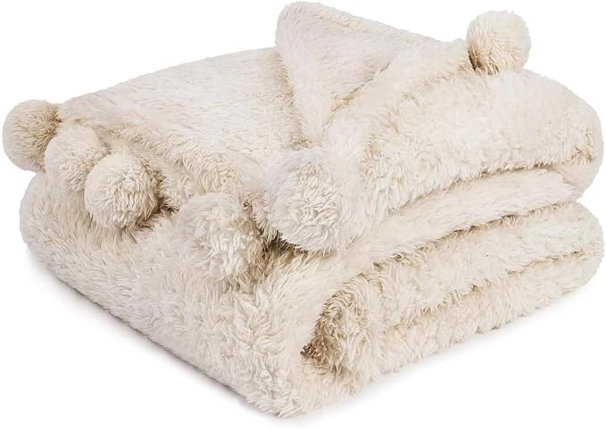 PAVILIA Cream Sherpa Throw Blanket - Image 7