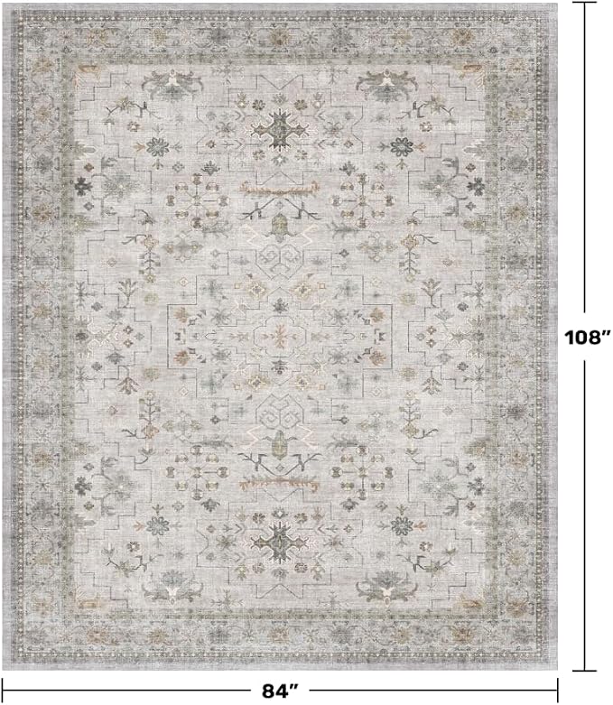 Boho Light Grey Living Room Rug 7x9 - Image 2
