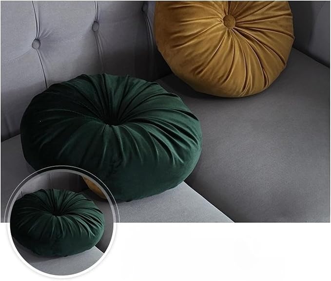 Round Throw Pillow Velvet Pumpkin Pleated Meditation Pillow Solid Color Home - Image 5