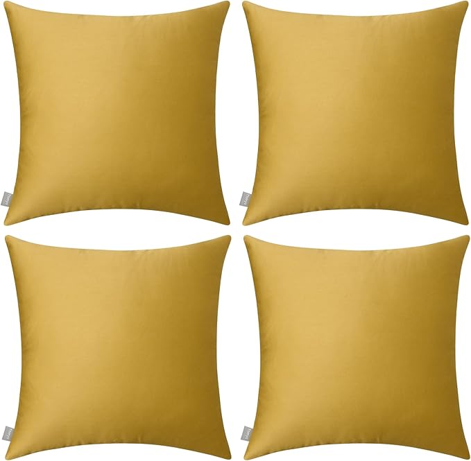 Thmyo 4-Pack 100% Cotton Comfortable Solid Decorative Throw Pillow Case Square by Thmyo