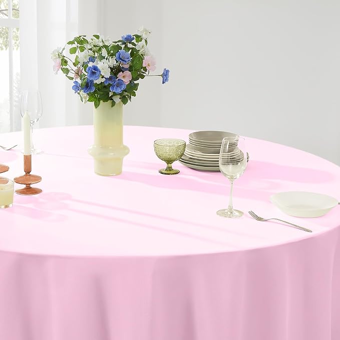 Round Tablecloth 120 Inch 6 Pack Pink Tablecloths Washable Decorative Linen - Image 5
