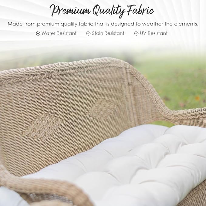 RSH DECOR: Tufted U-Shape Wicker Seat Cushions Set of 2 | 19” x 19” | - Image 6