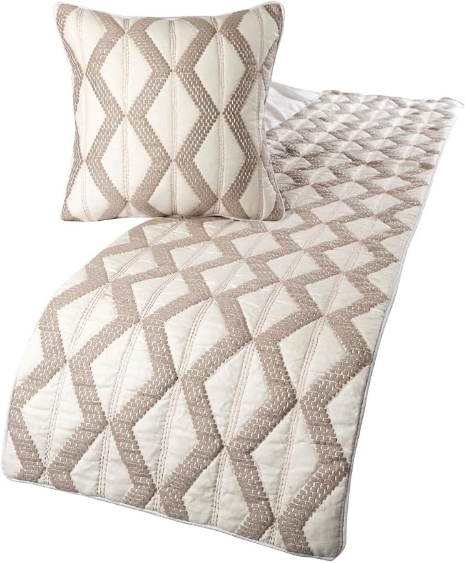 The HomeCentric Ivory Bed Runner, CA King Size 86"x18" Decorative Bed Runner by TheHomeCentric