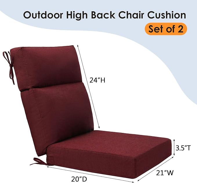 Sunbrella Outdoor High Back Chair Cushion Seat Pads, 44 x 21 Inch - Image 6
