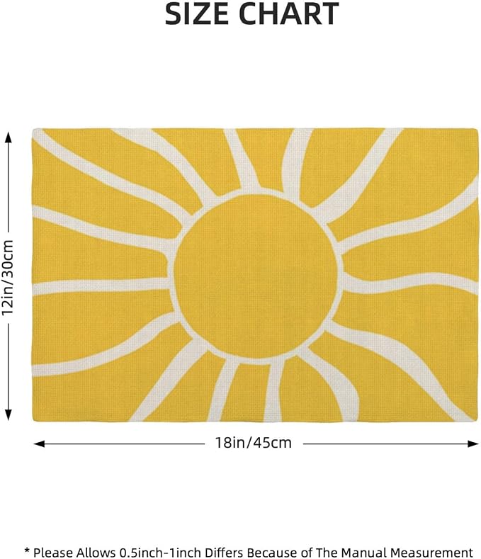 Yellow Sunshine Placemats Set of 4, Abstract Modern Sun Decorative Table Mat 12 - Image 4