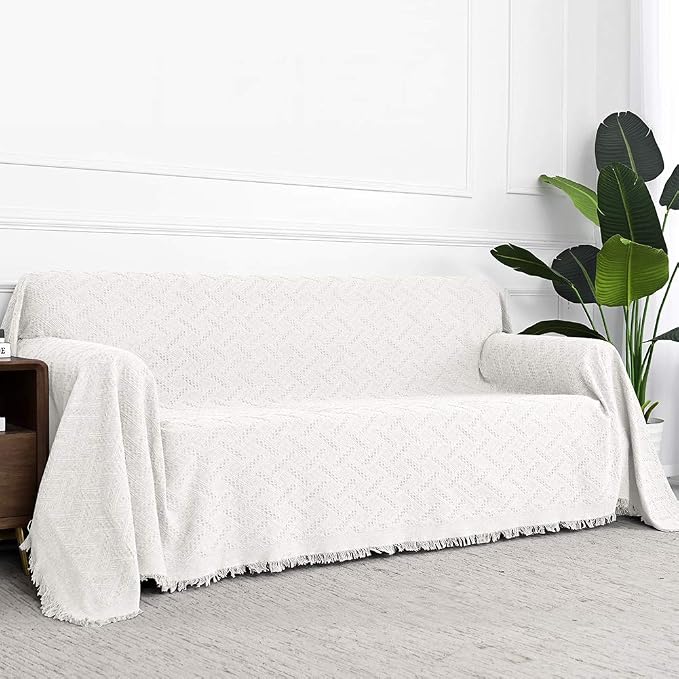 MYSKY HOME White Sofa Covers for 3 Cushion Couch Geometrical Sectional Sofa - Image 5