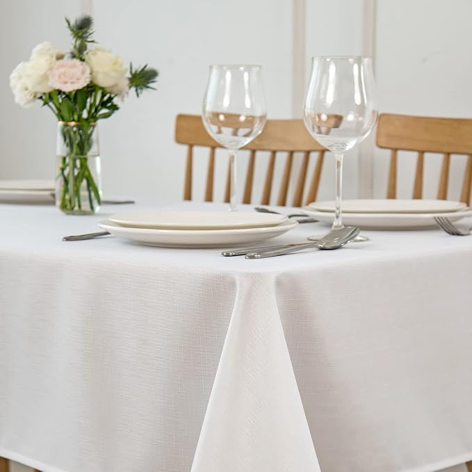 maxmill Square Tablecloth Slubby Texture Stain Resistant Waterproof Wrinkle by maxmill