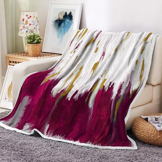 Abstract Ombre Throw Blankets, Modren Chic Art Oil Painting Cozy Warm Bed Couch by Uokiuki