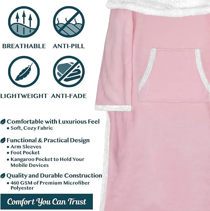 PAVILIA Sherpa Blanket with Sleeves, Foot Pocket - Image 4