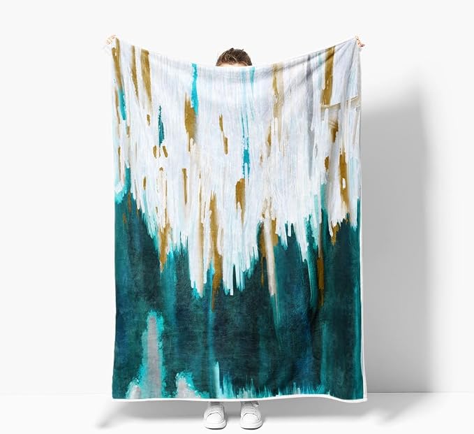 Abstract Ombre Throw Blankets, Modren Chic Art Oil Painting Cozy Warm Bed Couch - Image 5