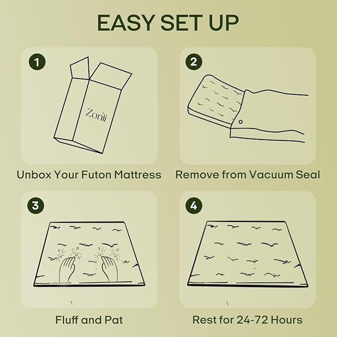 ZonLi Japanese Floor Futon Mattress Full Size 75"x 54", 100% Cotton Cover 2.5'' - Image 8