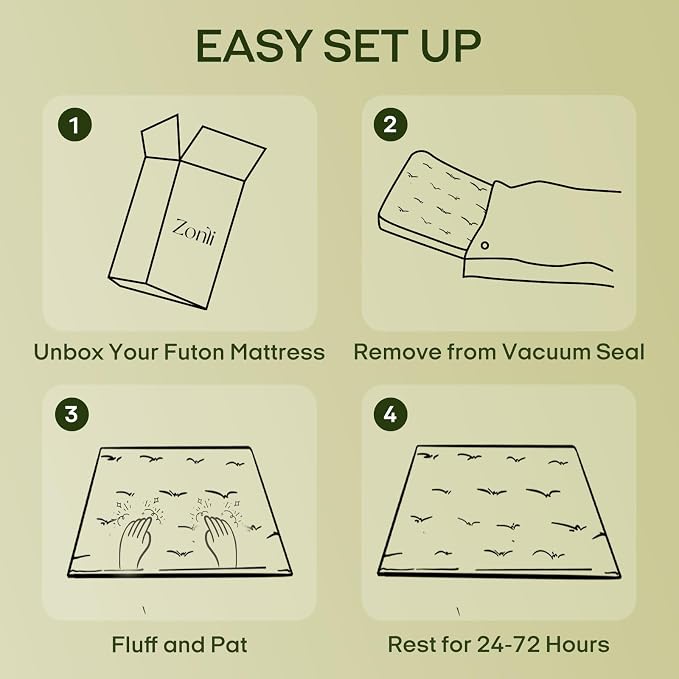 ZonLi Japanese Floor Futon Mattress Full Size 75"x 54", 100% Cotton Cover 2.5'' - Image 9