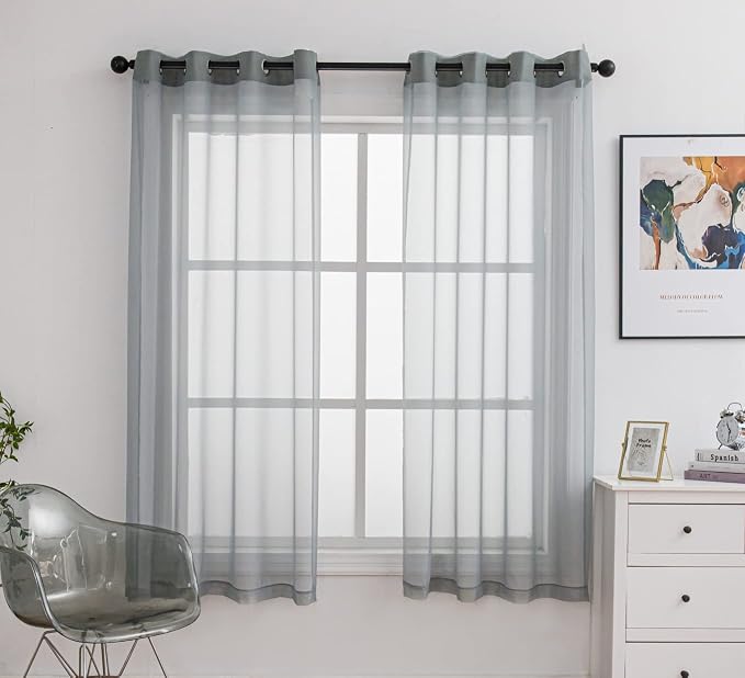 PI Light Grey Sheer Curtains by PI