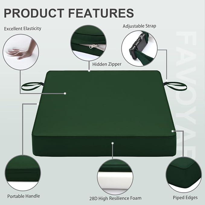 Favoyard Patio Chair Cushions 18 x 18 x 3 Inch Waterproof Outdoor Seat Cushions - Image 6
