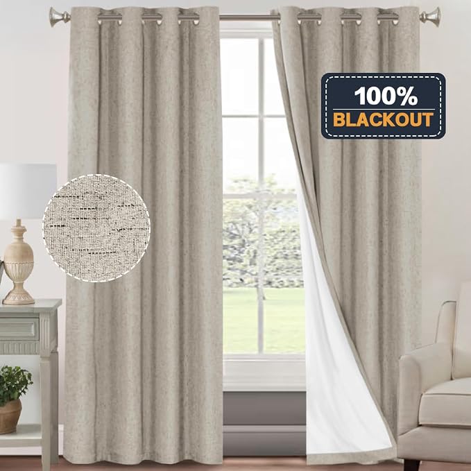 PrinceDeco Linen Blackout Curtains - Image 6