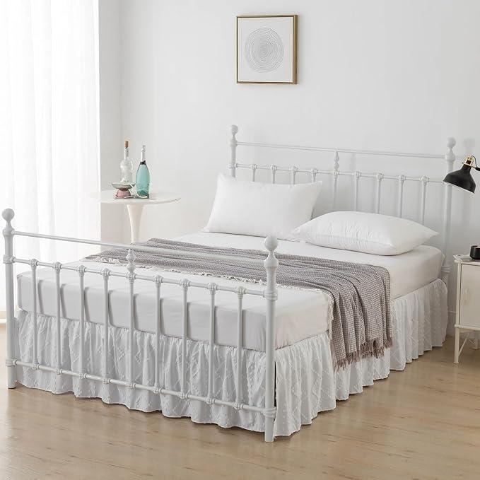 Bed Skirt King Size，Ruffled White Bed Skirt - Image 7