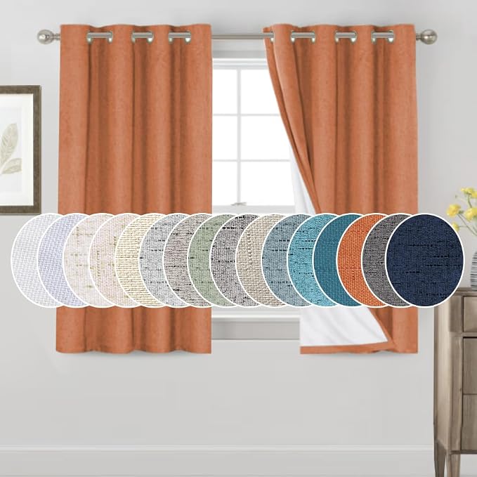 PrinceDeco 100% Blackout Linen Textured Curtains by PrinceDeco