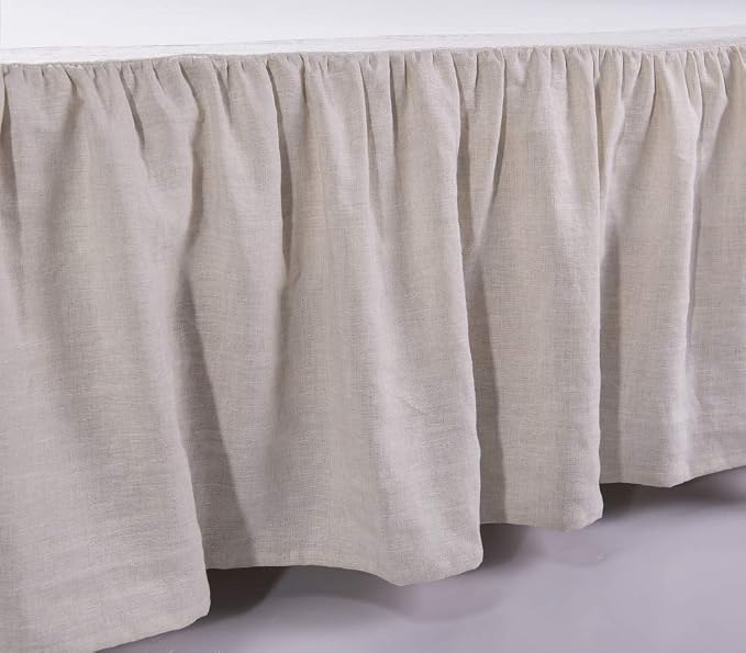 meadow park Washed Linen bedskirt, Queen Size 60" W x 80" L, Drop 16", Super - Image 3