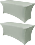 Obstal 2PC Sage Green Tablecloth - 6ft Rectangle Spandex Table Cover by Obstal