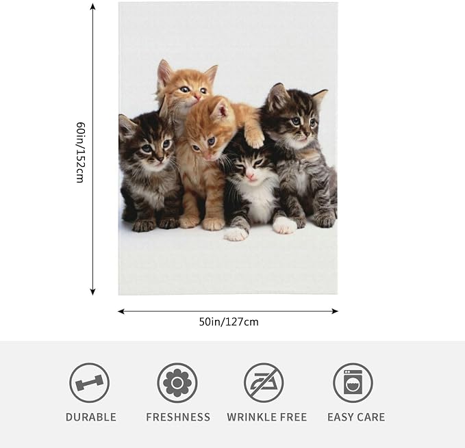 HGOD DESIGNS Cats Throw Blanket Ultra Soft Warm All Season Kittens Family Cats - Image 2