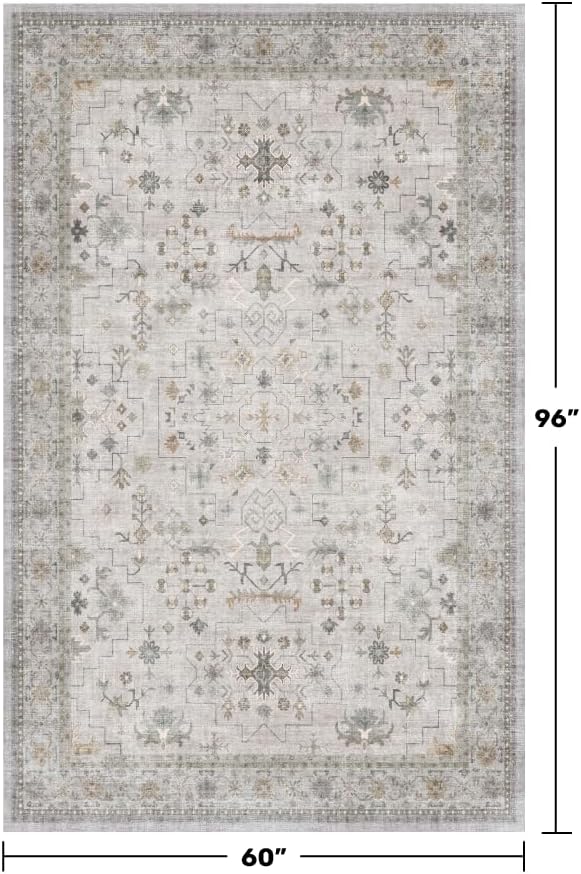 Boho Light Grey 5x8 Living Room Rug - Image 2