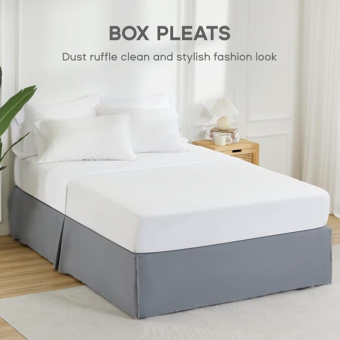 SONIVE King Bed Skirt, Classic Tailored Easy Fit Brushed Microfiber Skirts - Image 2