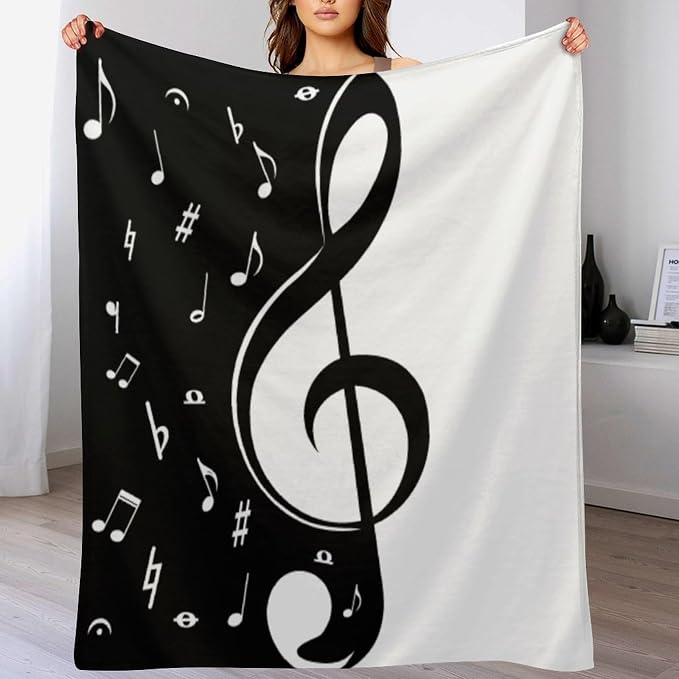 Music Blanket Abstract Funny Black White Music Note Art Printed Soft Cozy - Image 5