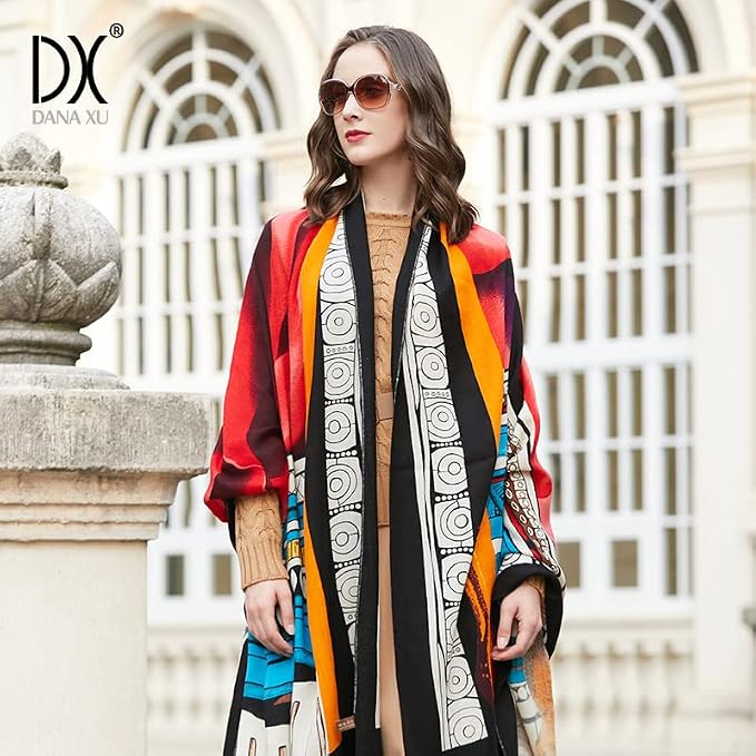 DANA XU 100% Merino Wool Extra Large Pashmina Blanket Travel Scarf Cashmere Wrap - Image 7