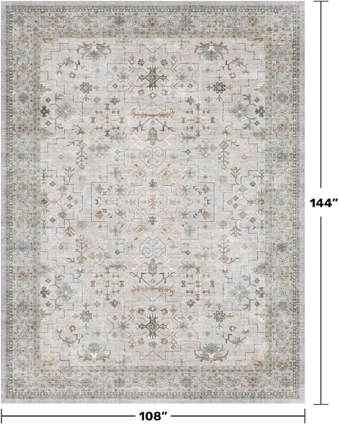Boho Light Grey Living Room Rug 9x12 - Image 2