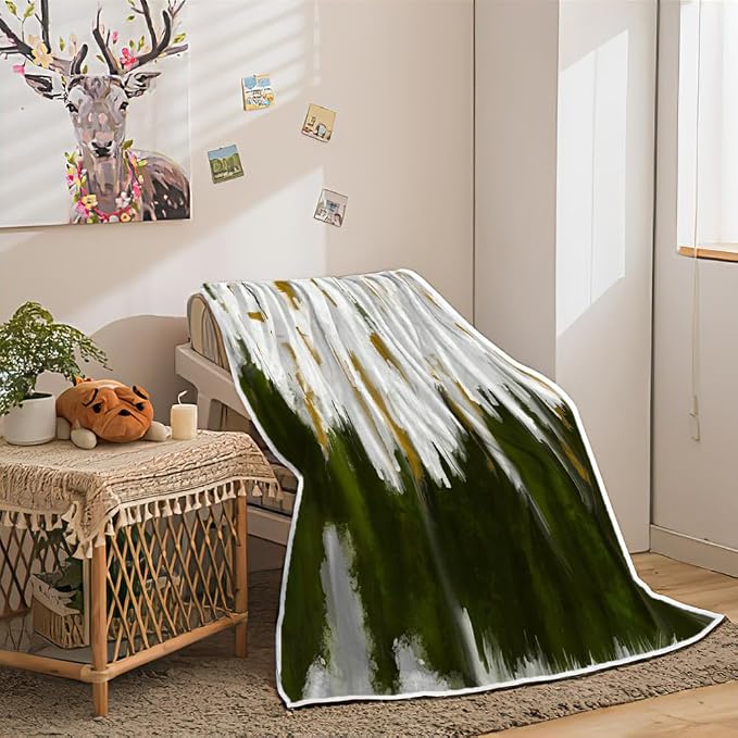 Abstract Ombre Throw Blankets, Modren Chic Art Oil Painting Cozy Warm Bed Couch - Image 2