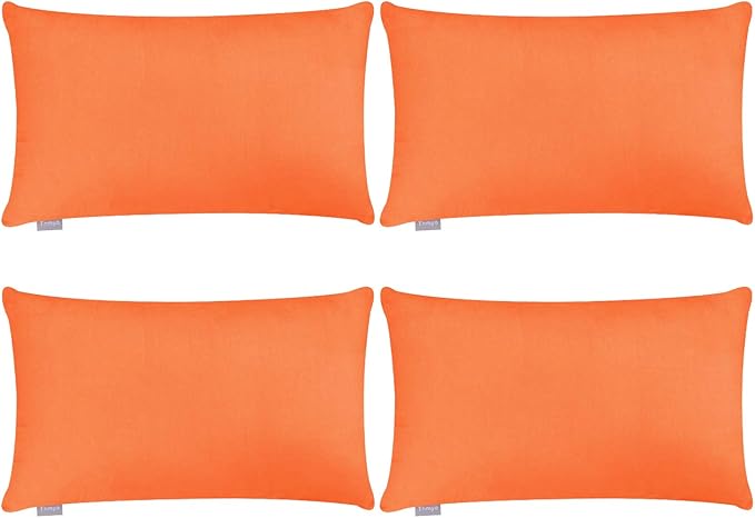 Thmyo 4-Pack 100% Cotton Lumbar Comfortable Solid Decorative Throw Pillow Case by Thmyo