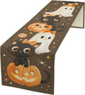 Halloween Pumpkin Table Runner, Cotton Dining Table Runner, Coffee Table Decor by Hliyty