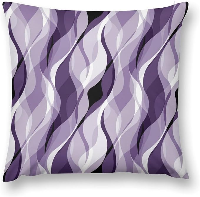 Purple Throw Pillow Covers Modern Abstract Purple and Grey Striped Decorations by MYS+QiQi