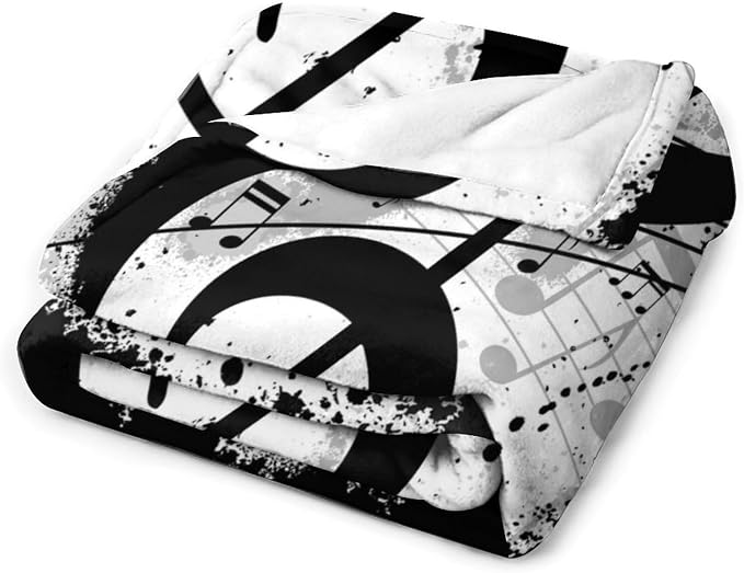 Music Blanket Black White Abstract Music Note Art Print Soft Cozy Lightweight - Image 2