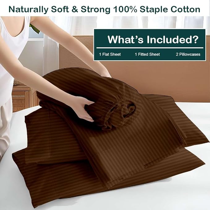 NON Sticky cotton Full Size Sleeper Sofa Sheets, 4 Piece Egyptian Cotton Bed - Image 3