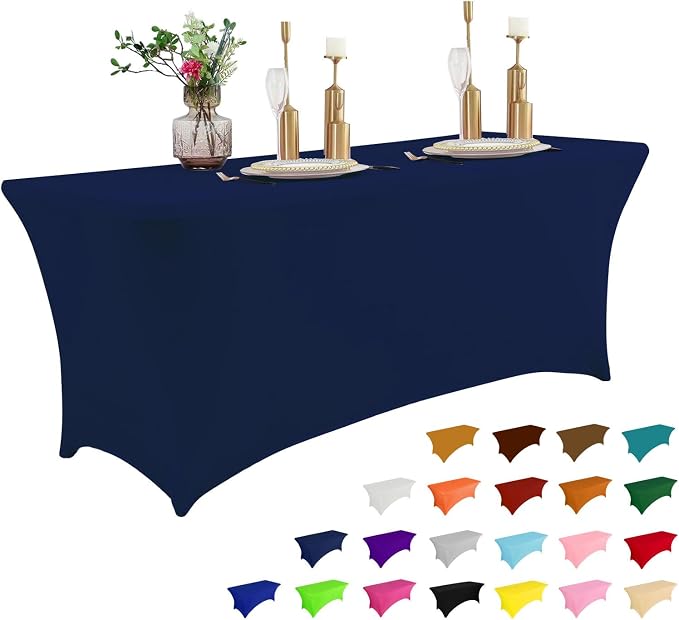IVAPUPU 6FT Table Cloth for Rectangular Fitted Events Stretch Jean Blue Table by IVAPUPU