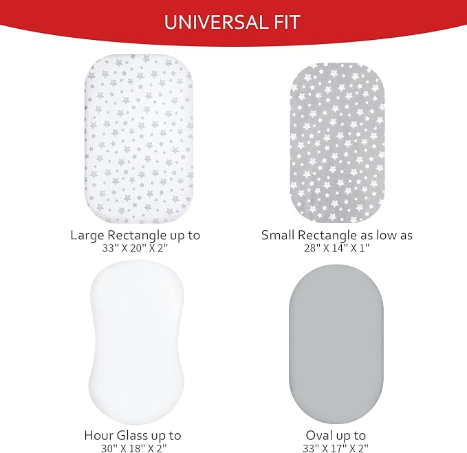 Bassinet Sheets Set 4 Pack for Baby Boy or Girl, Universal Fit for Oval - Image 5