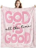 Preppy Pink Christian Blanket, God is Good All The Time Bible Verse Throw by Unknown