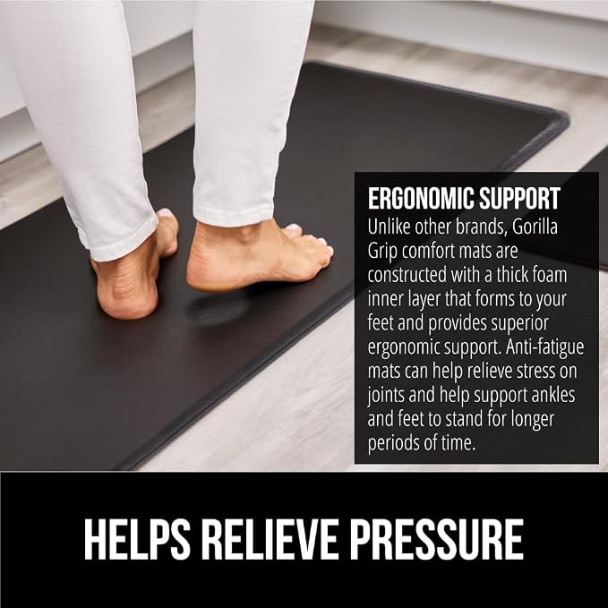 GORILLA GRIP 2 Pack Comfortable Cushioned Kitchen Mats - Image 3
