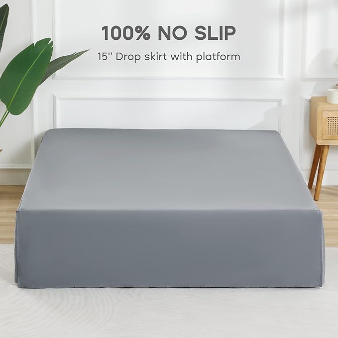 SONIVE Queen Bed Skirt, Classic Tailored Easy Fit Brushed Microfiber Skirts - Image 3