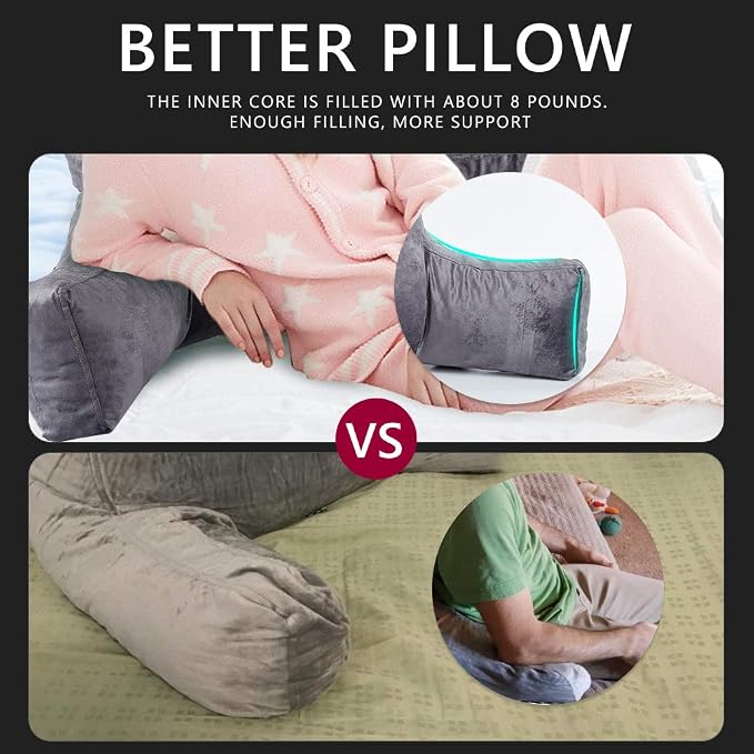 Neustern Reading Pillow for Sitting in Bed Adult, Back Pillow for Bed Shredded - Image 5