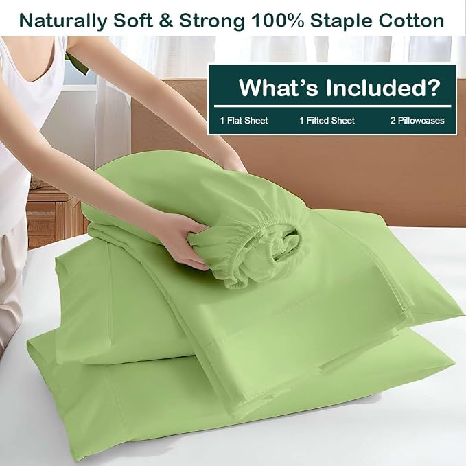 NON Sticky cotton Twin Size Sleeper Sofa Sheets, 4 Piece Egyptian Cotton Bed - Image 3