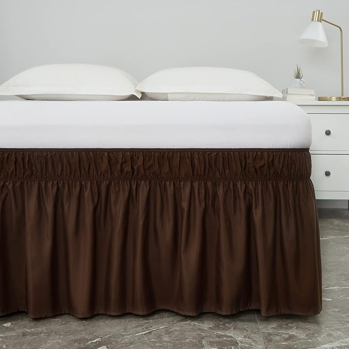 MEILA Wrap Around Bed Skirt Three Fabric Sides Elastic Dust Ruffled 14 Inch - Image 3