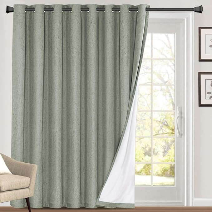 PrinceDeco Blackout Sliding Glass Door Curtain Extra Wide Patio Door Curtains by PrinceDeco
