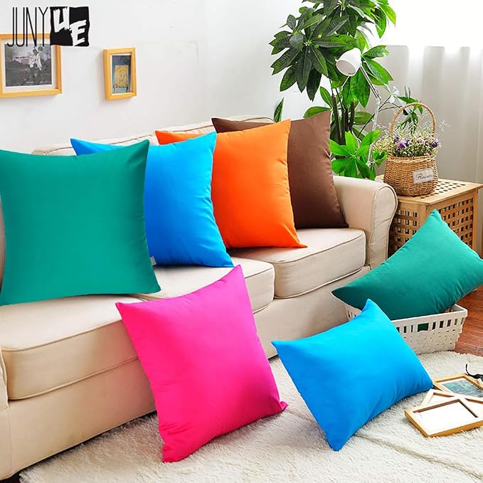Thmyo 4-Pack 100% Cotton Lumbar Comfortable Solid Decorative Throw Pillow Case - Image 3