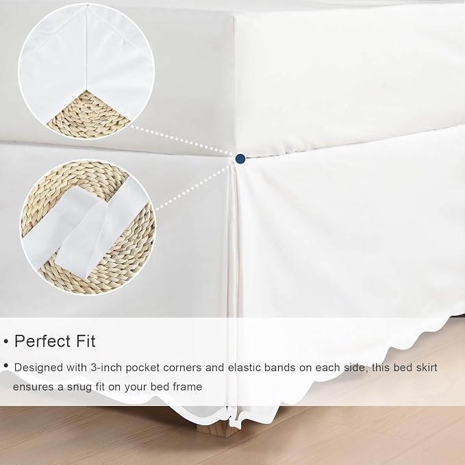 HIG Off-White Chic King Bed Skirt - Image 3