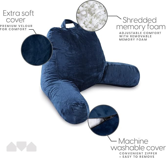 Milliard Reading Pillow with Arms, Cozy Shredded Memory Foam Back Pillow - Image 3