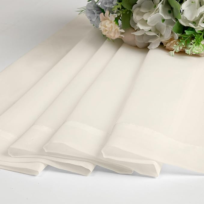OVZME Cream Sheer Valances for Windows 14 Inch Length 2 Pcs, Light Filtering - Image 5